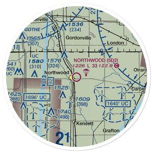 Northwood Municipal Airport (5D2) VFR Sectional Sticker (20 mile)