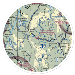 John H Boylan State (Island Pond) Airport (5B1) VFR Sectional Sticker (30 mile)