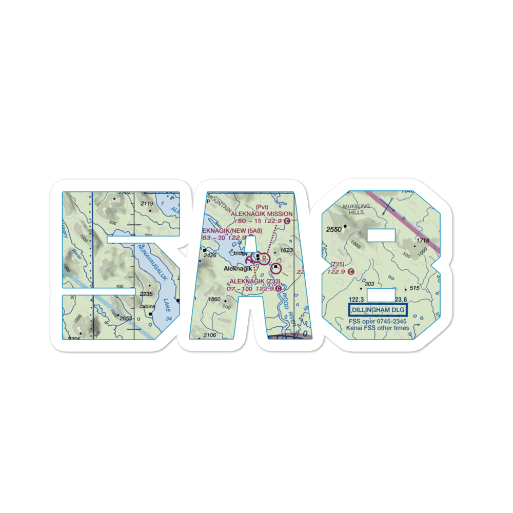 Aleknagik / New Airport (5A8) VFR Sectional Sticker 