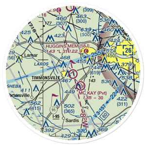 Huggins Memorial Airport (58J) VFR Sectional Sticker (20 mile)