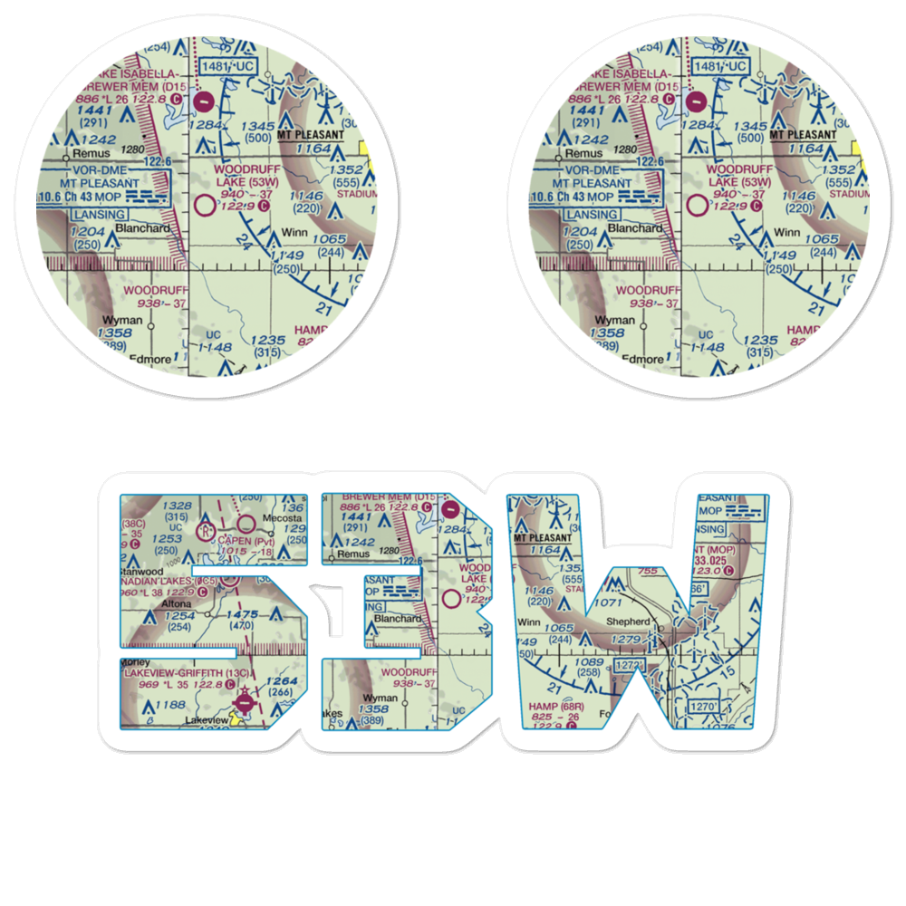 Woodruff Lake Airport (53W) VFR Sectional Sticker Pack 