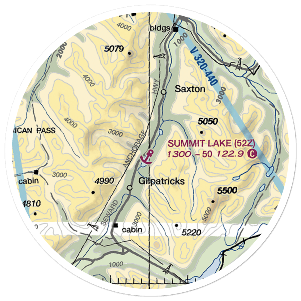 Summit Lake Seaplane Base (52Z) VFR Sectional Sticker (20 mile) 