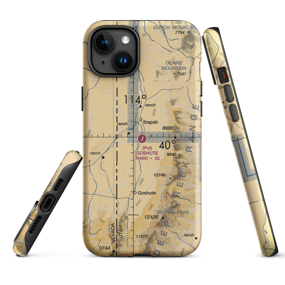 Goshute Airport (UT65) VFR Sectional  Tough iPhone Case iPhone 15 Plus model shown