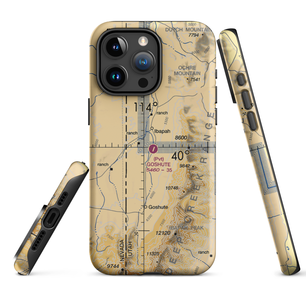 Goshute Airport (UT65) VFR Sectional  Tough iPhone Case iPhone 15 Pro Max model shown