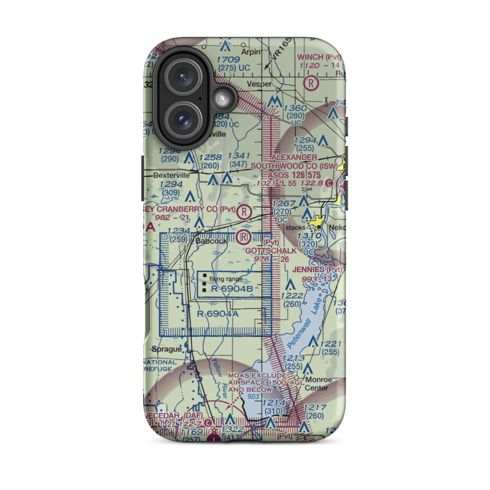 Gottschalk Field (91WI) VFR Sectional  Tough iPhone Case iPhone 16 Plus model shown