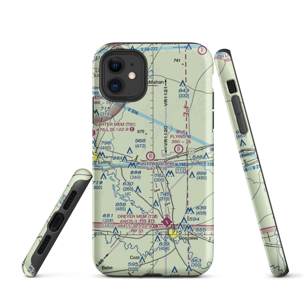 Gottwald Field (10TE) VFR Sectional  Tough iPhone Case iPhone 11 model shown