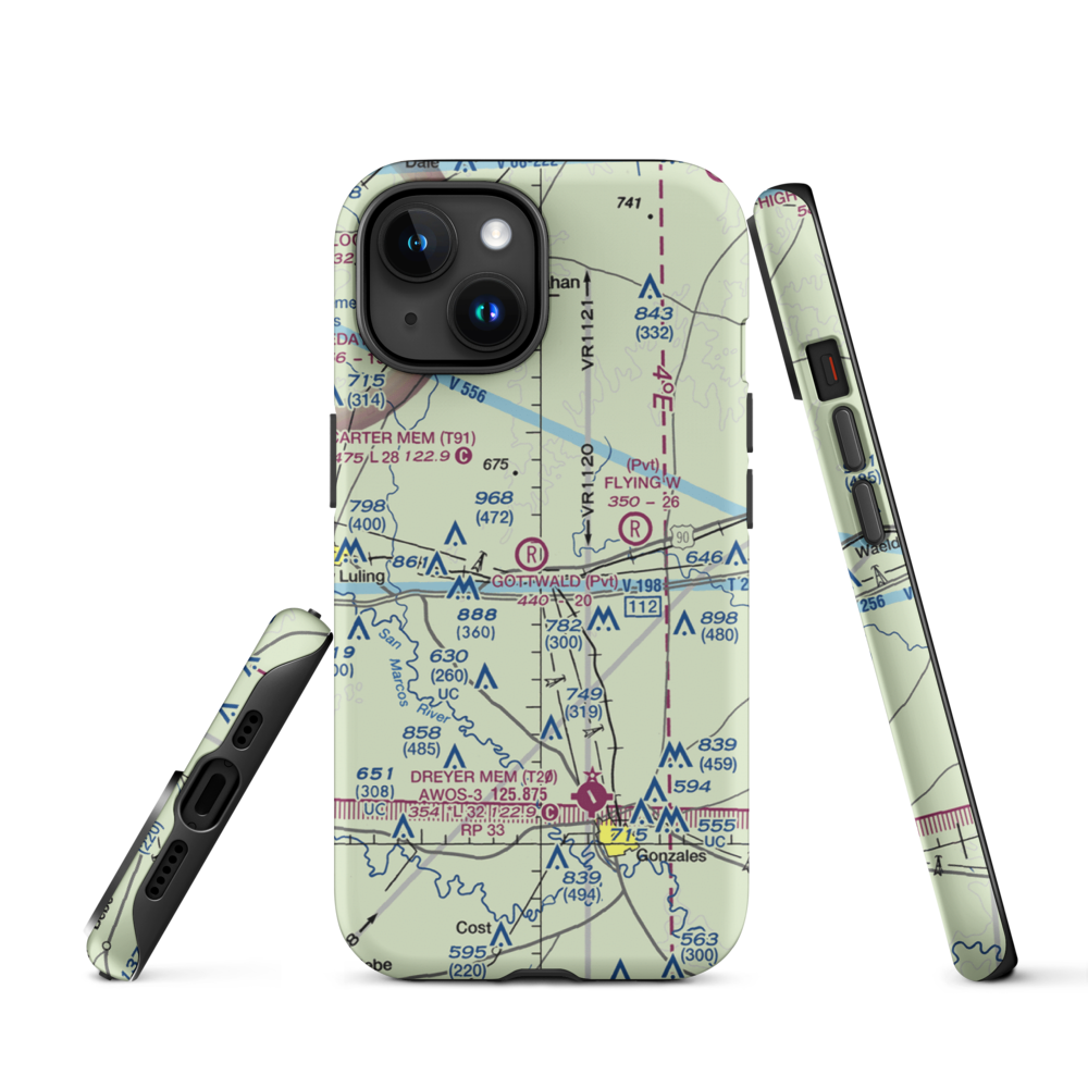 Gottwald Field (10TE) VFR Sectional  Tough iPhone Case iPhone 15 model shown