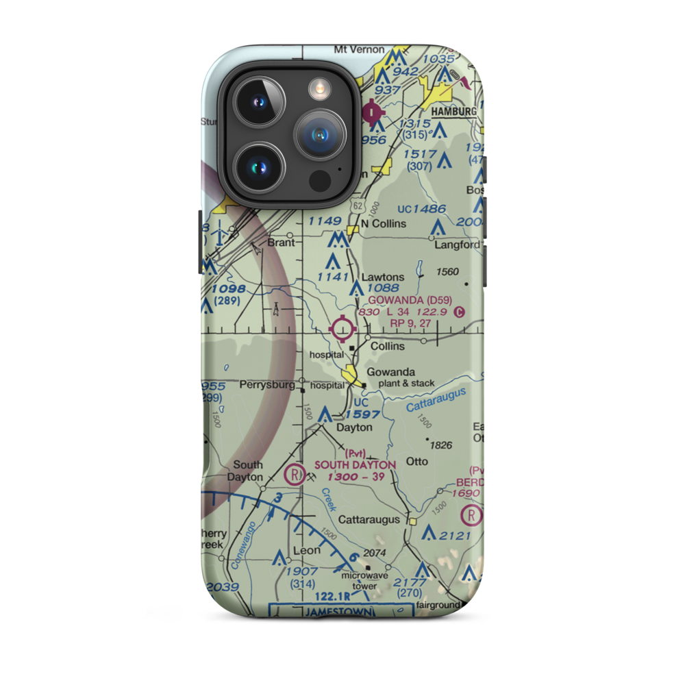 Gowanda Airport (D59) VFR Sectional  Tough iPhone Case iPhone 16 Pro Max model shown
