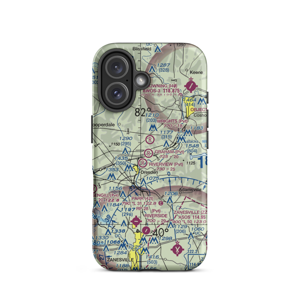 Graham Farm Airport (OH82) VFR Sectional  Tough iPhone Case iPhone 16 model shown