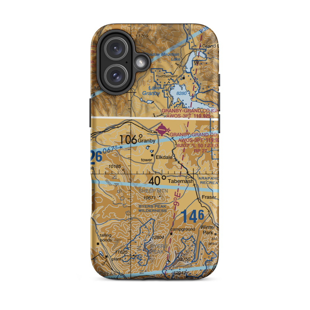 Granby Sports Park Ultralightport (CO86) VFR Sectional  Tough iPhone Case iPhone 16 Plus model shown