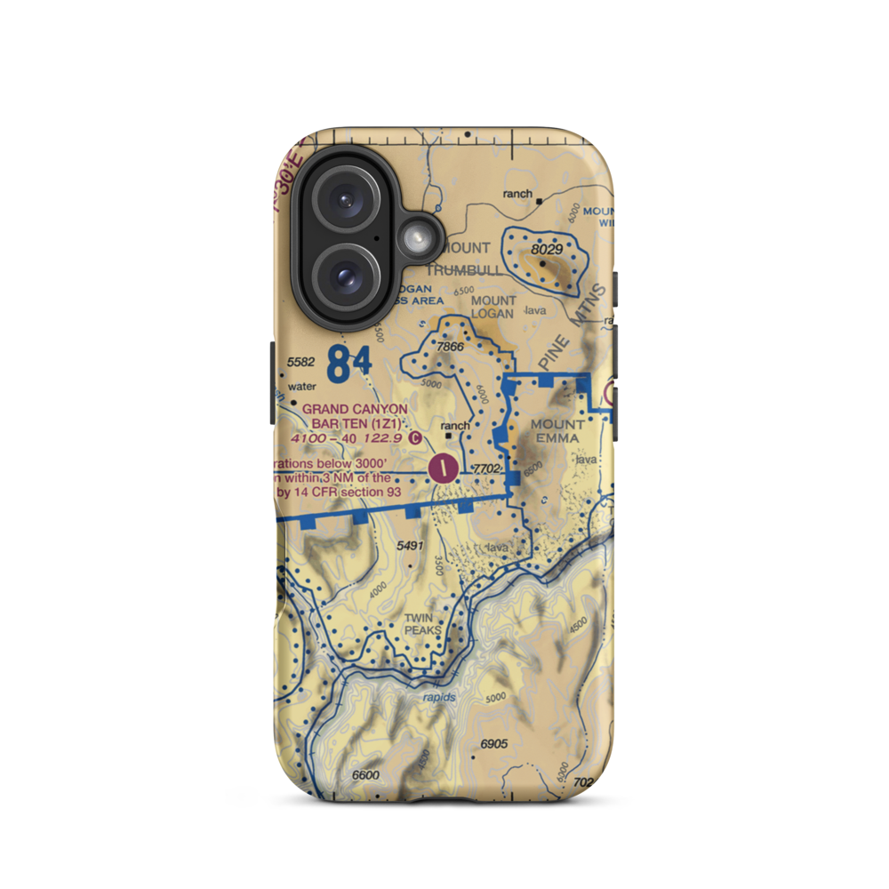Grand Canyon Bar Ten Airstrip (1Z1) VFR Sectional  Tough iPhone Case iPhone 16 model shown