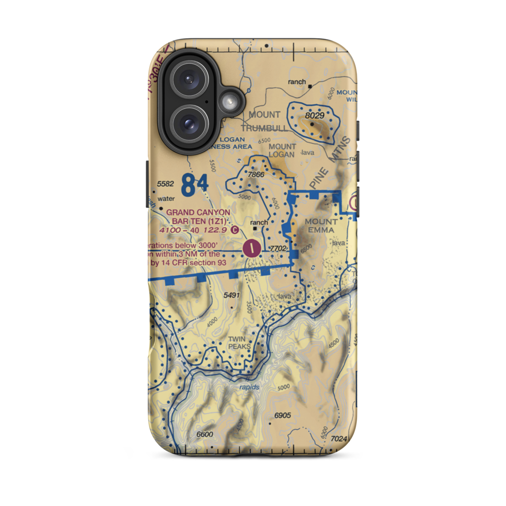 Grand Canyon Bar Ten Airstrip (1Z1) VFR Sectional  Tough iPhone Case iPhone 16 Plus model shown