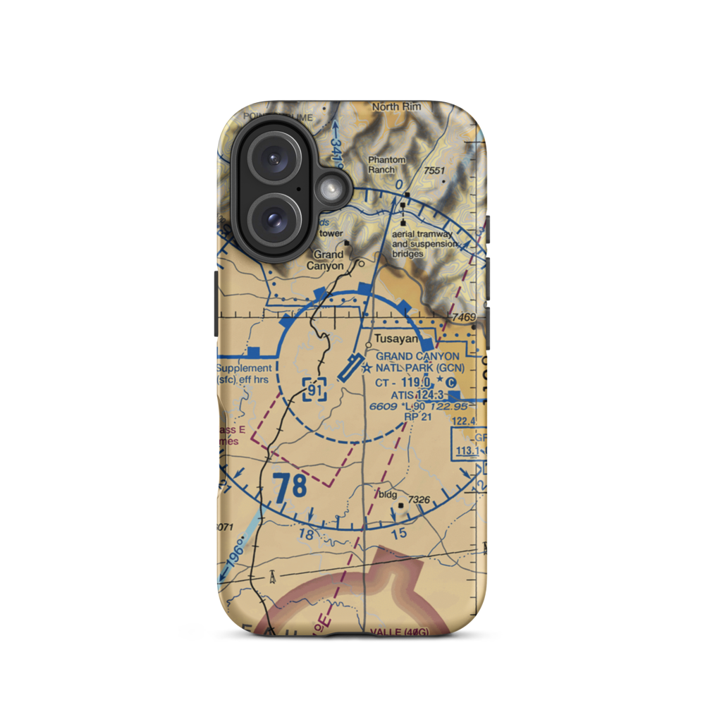 Grand Canyon National Park Airport (GCN) VFR Sectional  Tough iPhone Case iPhone 16 model shown