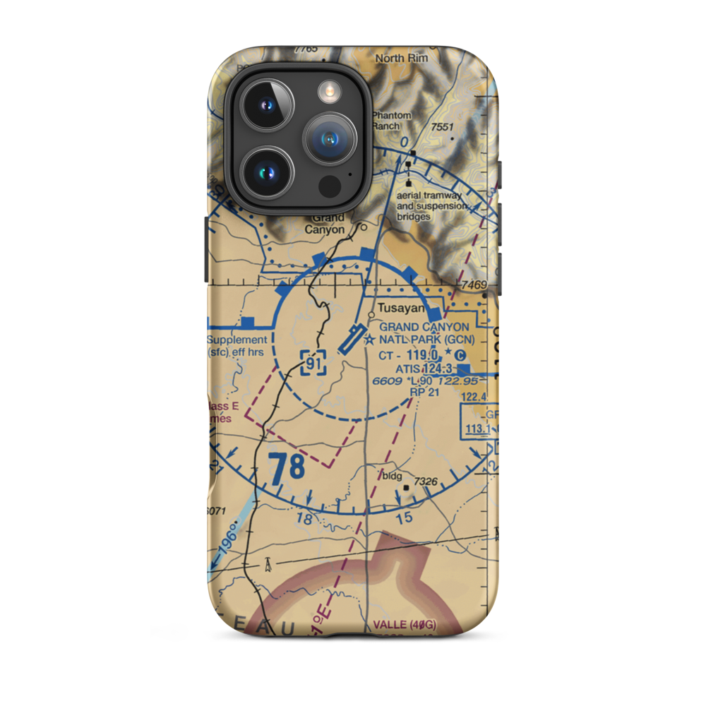 Grand Canyon National Park Airport (GCN) VFR Sectional  Tough iPhone Case iPhone 16 Pro Max model shown