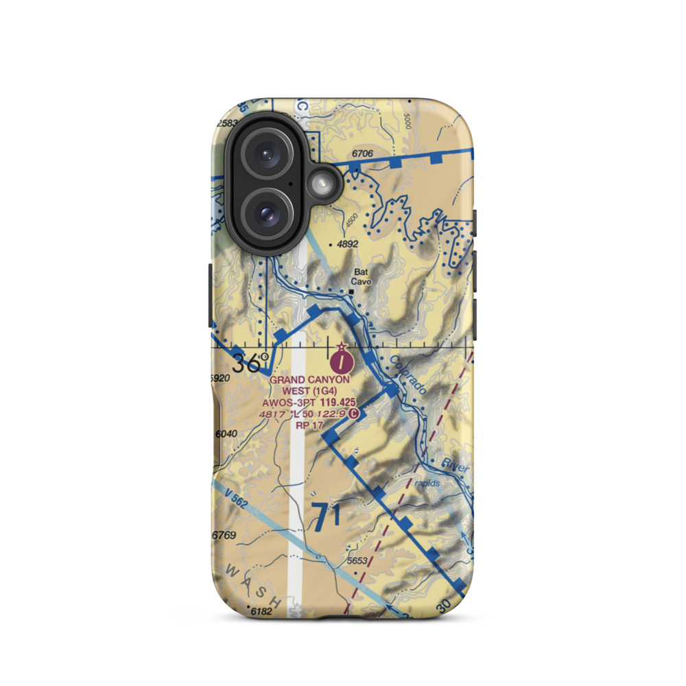 Grand Canyon West Airport (1G4) VFR Sectional  Tough iPhone Case iPhone 16 model shown