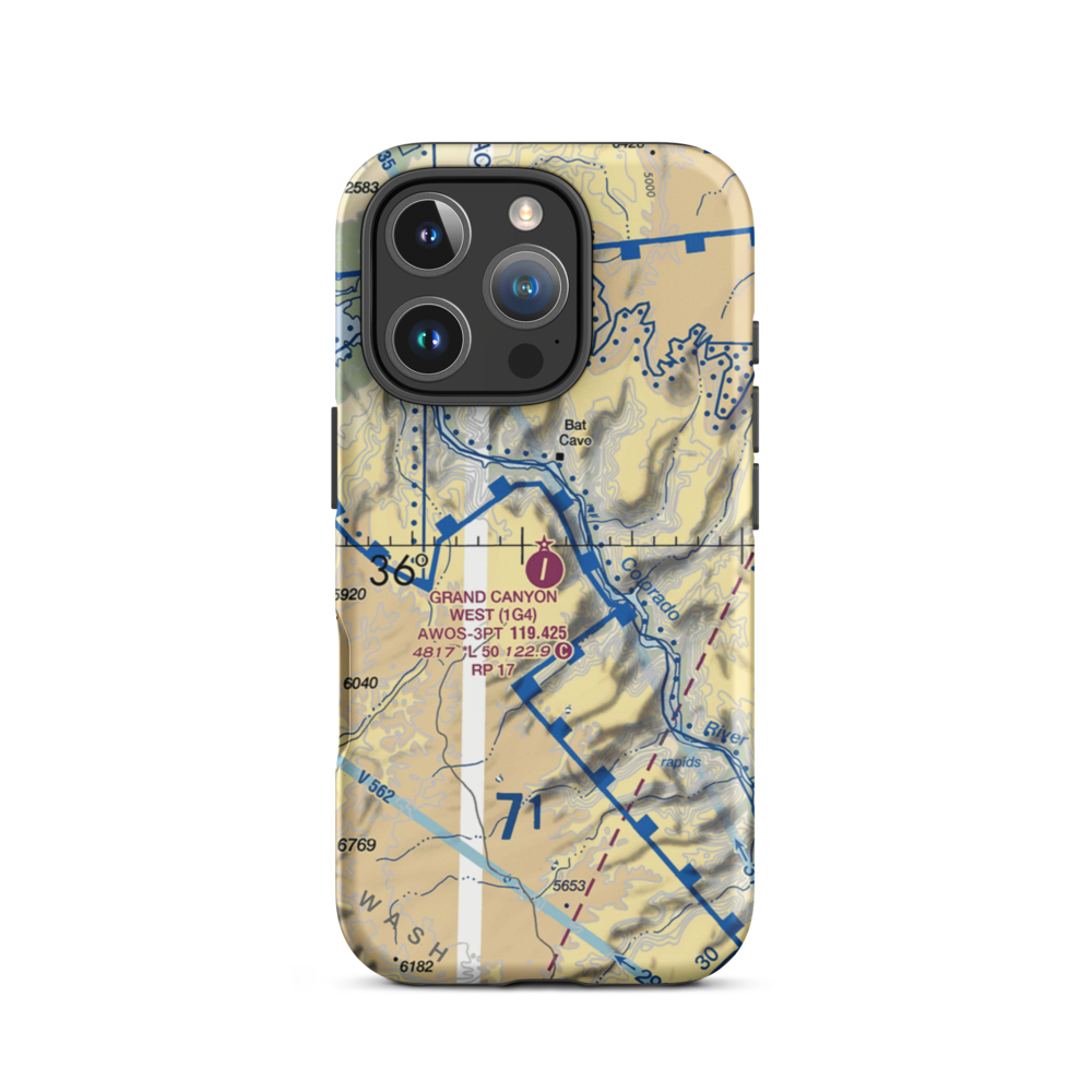 Grand Canyon West Airport (1G4) VFR Sectional  Tough iPhone Case iPhone 16 Pro model shown