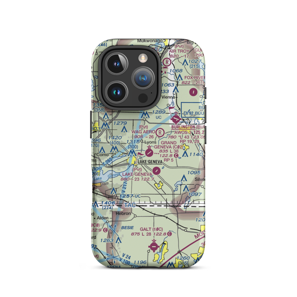 Grand Geneva Resort Airport (C02) VFR Sectional  Tough iPhone Case iPhone 16 Pro model shown