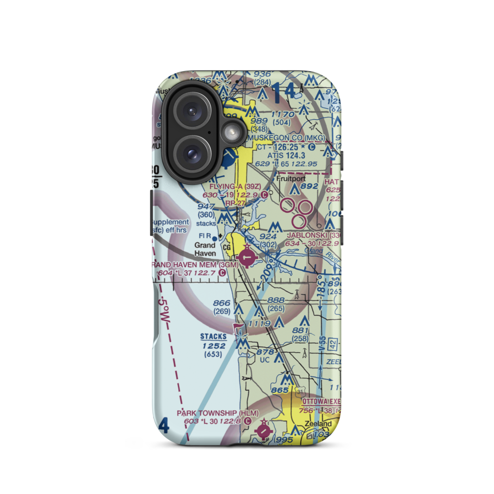 Grand Haven Memorial Airpark (3GM) VFR Sectional  Tough iPhone Case iPhone 16 model shown