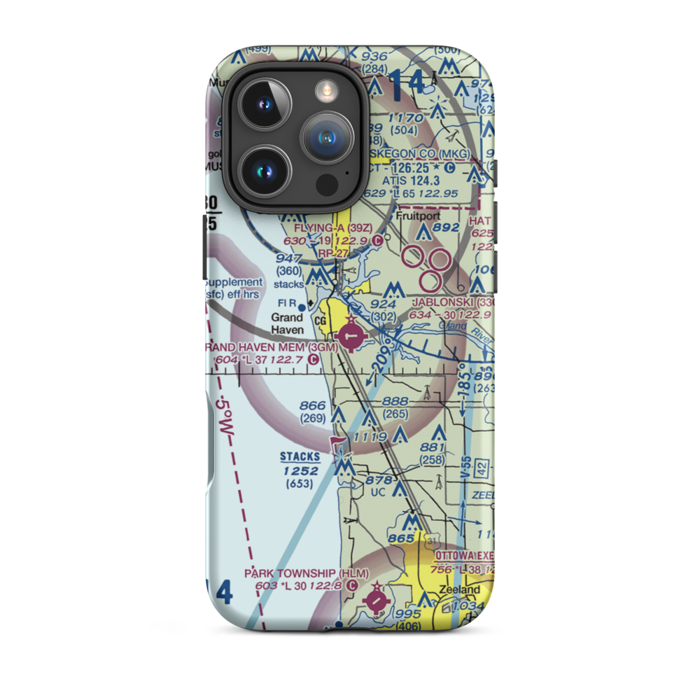 Grand Haven Memorial Airpark (3GM) VFR Sectional  Tough iPhone Case iPhone 16 Pro Max model shown