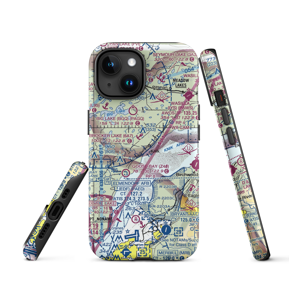 Grand Home Airport (AK99) VFR Sectional  Tough iPhone Case iPhone 15 model shown