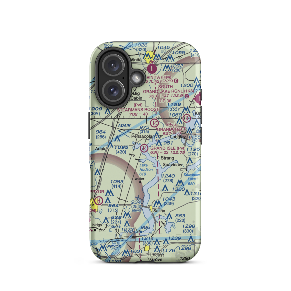 Grand Isle Airport (OK18) VFR Sectional  Tough iPhone Case iPhone 16 model shown