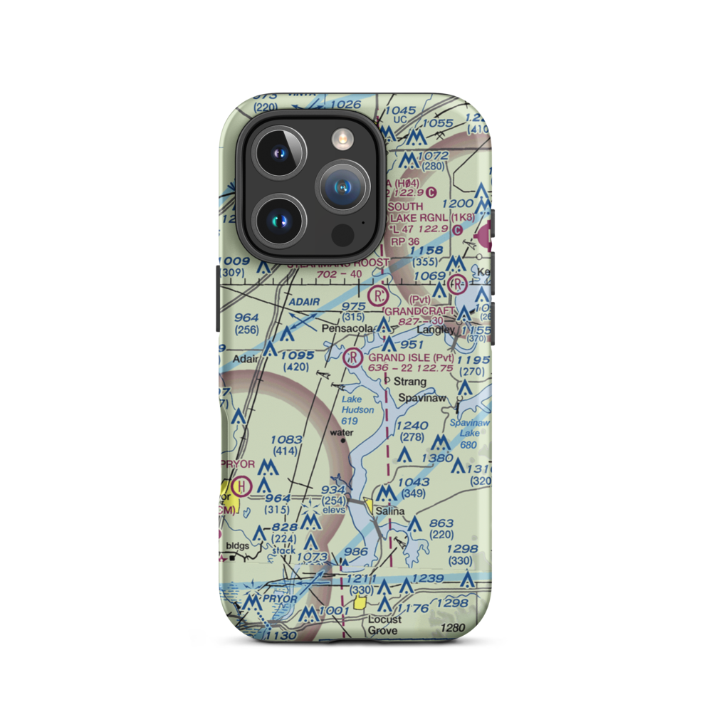 Grand Isle Airport (OK18) VFR Sectional  Tough iPhone Case iPhone 16 Pro model shown
