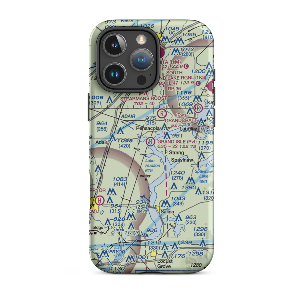 Grand Isle Airport (OK18) VFR Sectional  Tough iPhone Case iPhone 16 Pro Max model shown