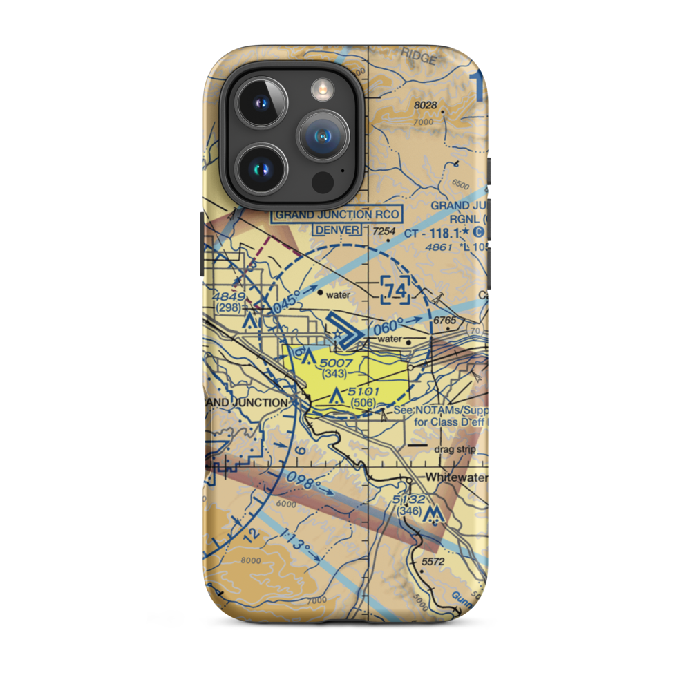 Grand Junction Regional Airport (GJT) VFR Sectional  Tough iPhone Case iPhone 16 Pro Max model shown