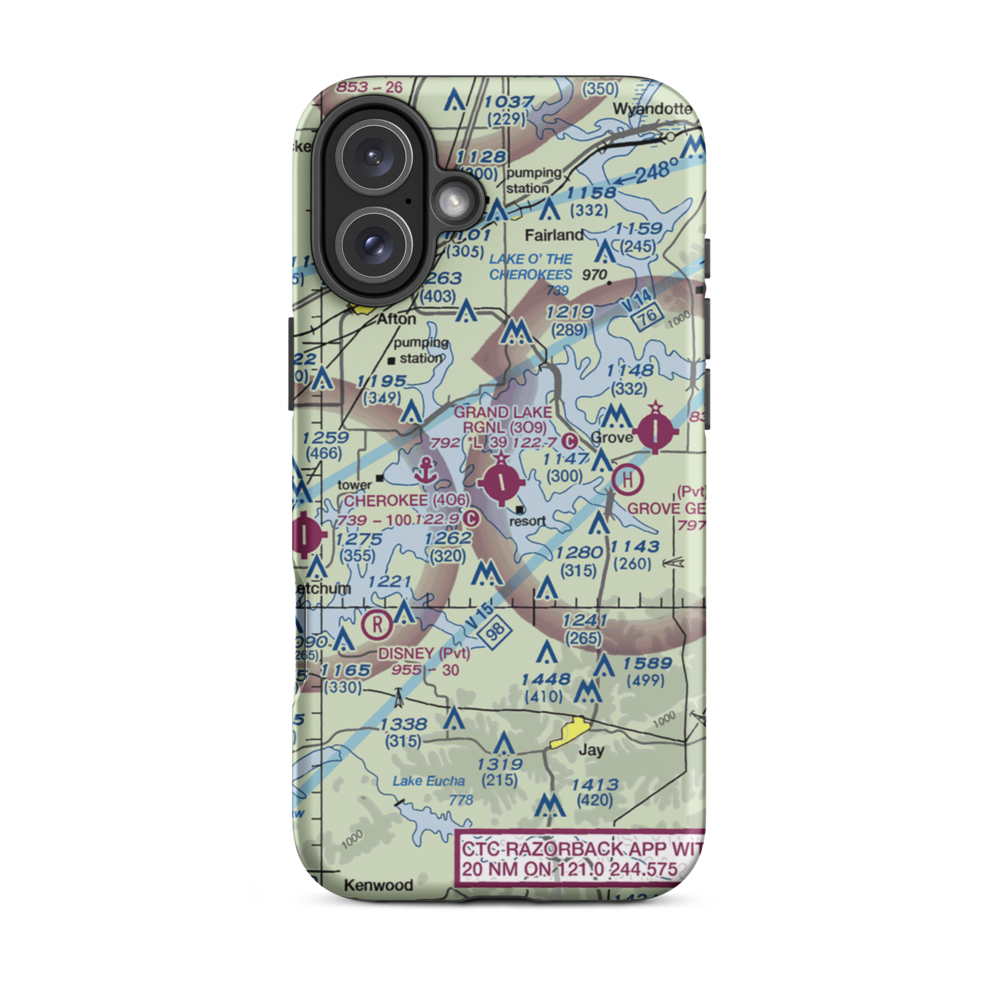 Grand Lake Regional Airport (3O9) VFR Sectional  Tough iPhone Case iPhone 16 Plus model shown