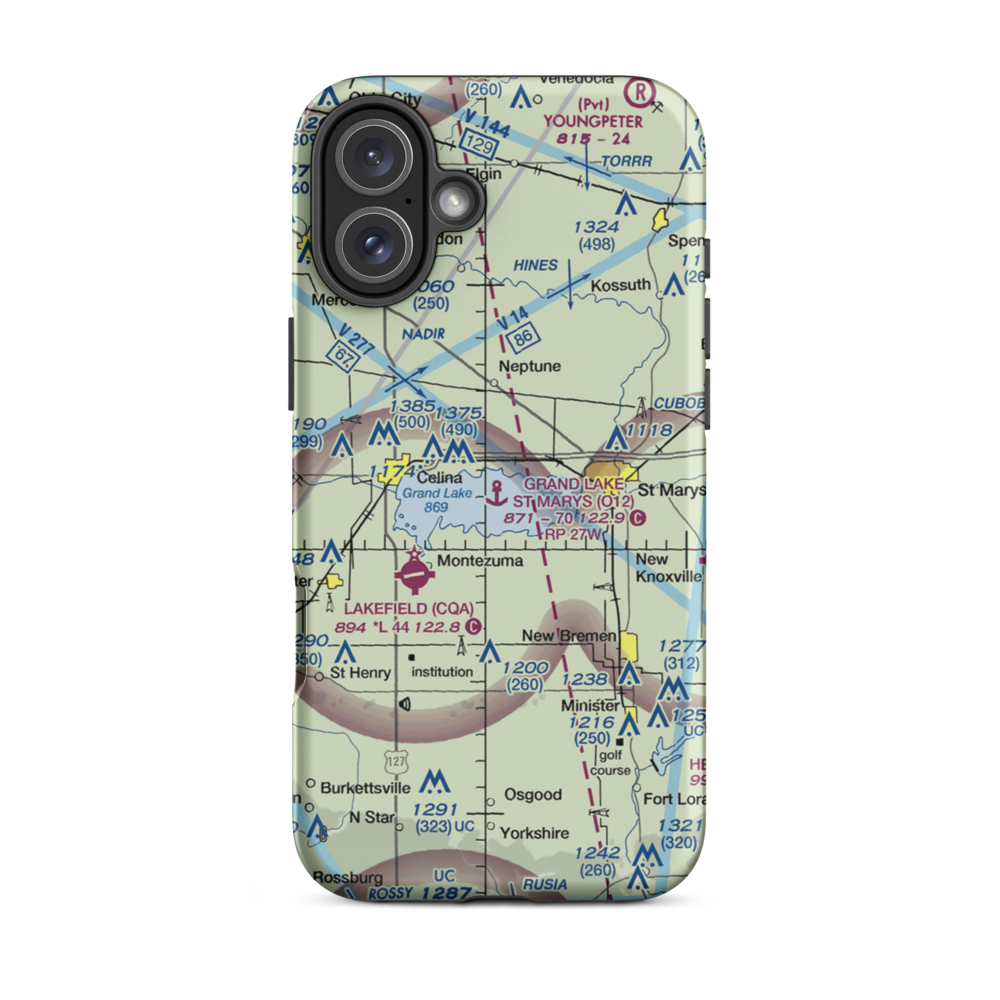 Grand Lake St Marys Seaplane Base (O12) VFR Sectional  Tough iPhone Case iPhone 16 Plus model shown