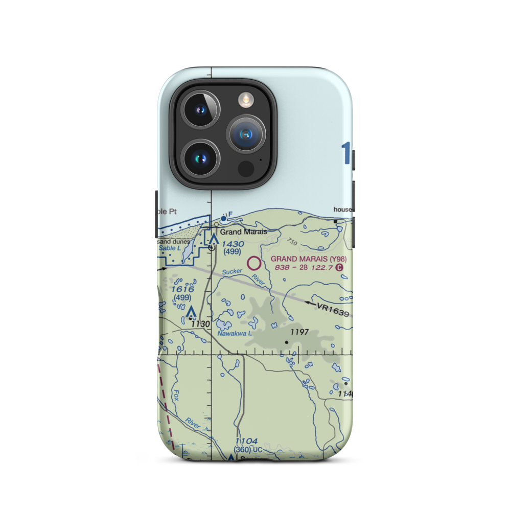 Grand Marais Airport (Y98) VFR Sectional  Tough iPhone Case iPhone 16 Pro model shown