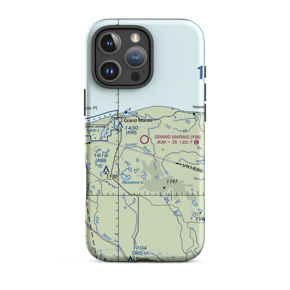 Grand Marais Airport (Y98) VFR Sectional  Tough iPhone Case iPhone 16 Pro Max model shown