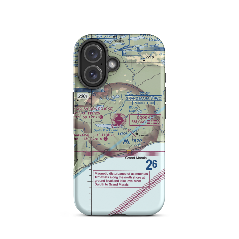Grand Marais/Cook County Seaplane Base (0G5) VFR Sectional  Tough iPhone Case iPhone 16 model shown