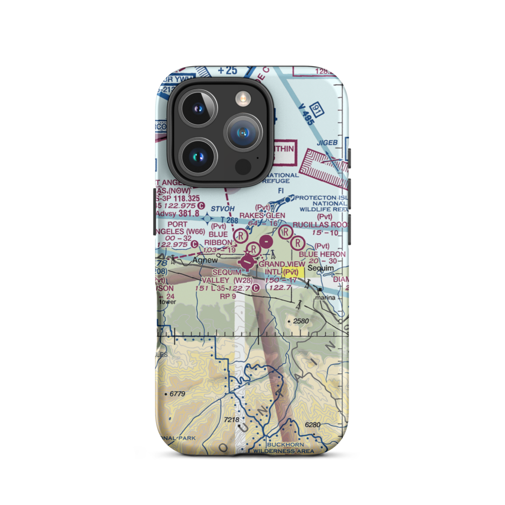 Grand View International Airport (WN23) VFR Sectional  Tough iPhone Case iPhone 16 Pro model shown