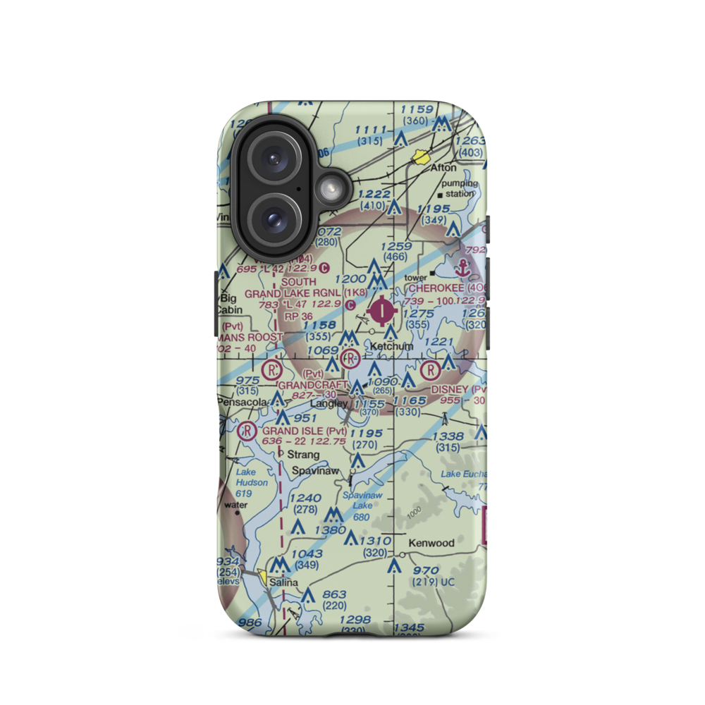Grandcraft Landing Strip (OK30) VFR Sectional  Tough iPhone Case iPhone 16 model shown