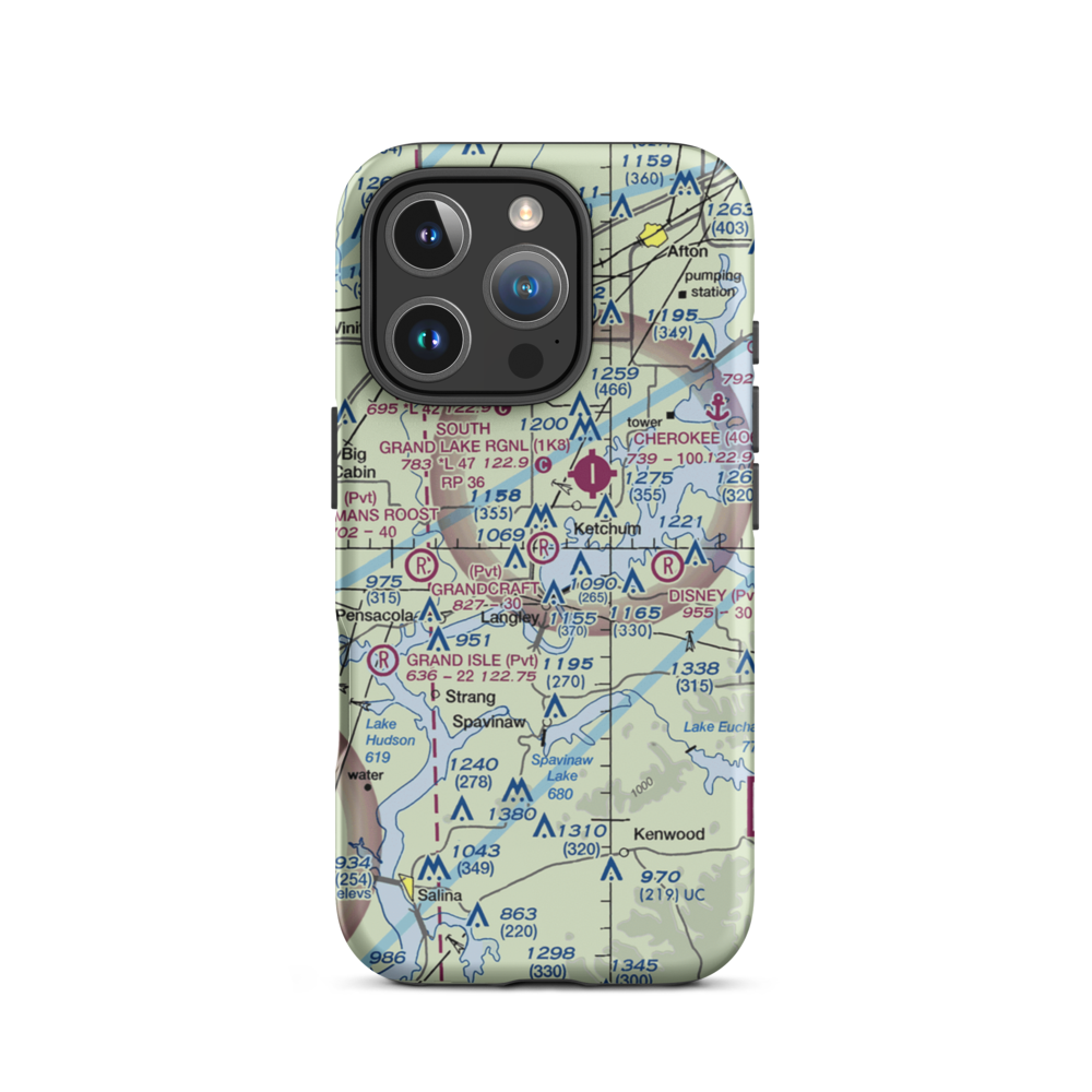 Grandcraft Landing Strip (OK30) VFR Sectional  Tough iPhone Case iPhone 16 Pro model shown