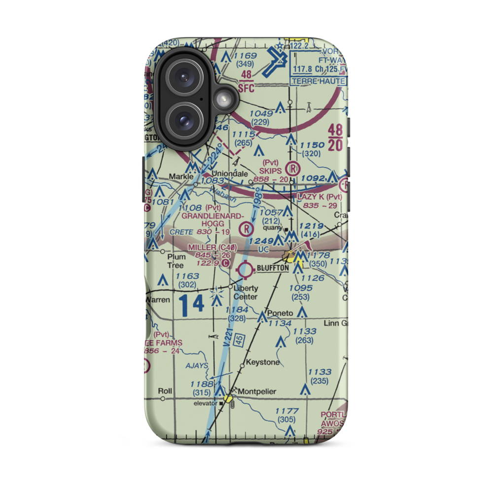 Grandlienard-Hogg Airport (II01) VFR Sectional  Tough iPhone Case iPhone 16 Plus model shown