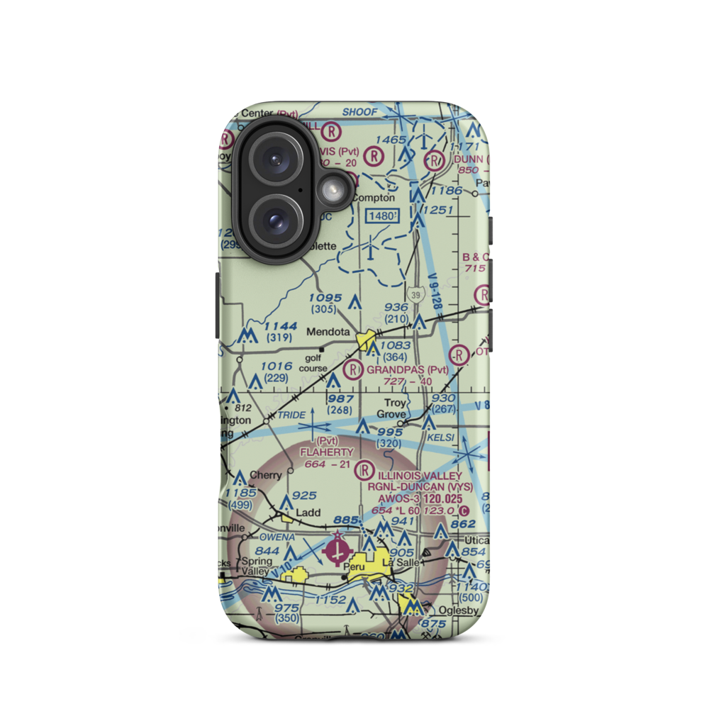 Grandpas' Farm Mendota Airport (0C7) VFR Sectional  Tough iPhone Case iPhone 16 model shown