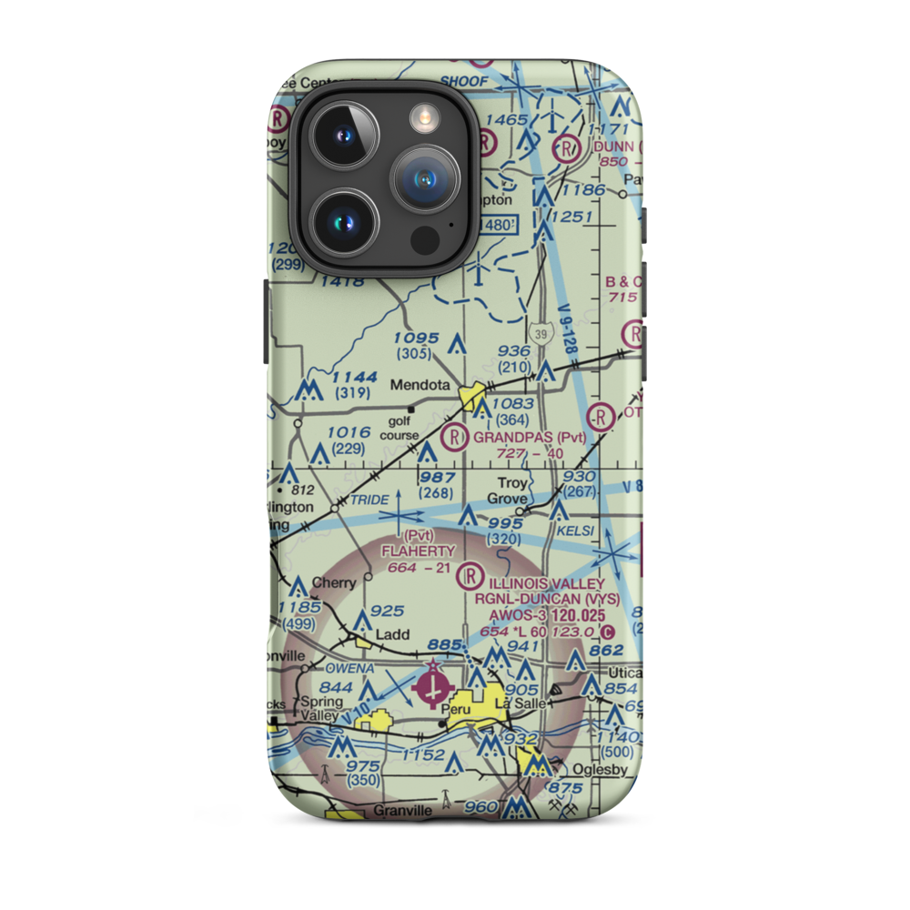 Grandpas' Farm Mendota Airport (0C7) VFR Sectional  Tough iPhone Case iPhone 16 Pro Max model shown