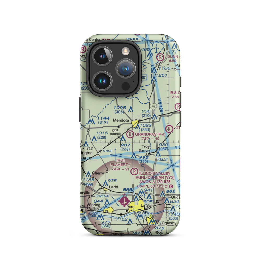 Grandpas' Farm Mendota Airport (IL22) VFR Sectional  Tough iPhone Case iPhone 16 Pro model shown