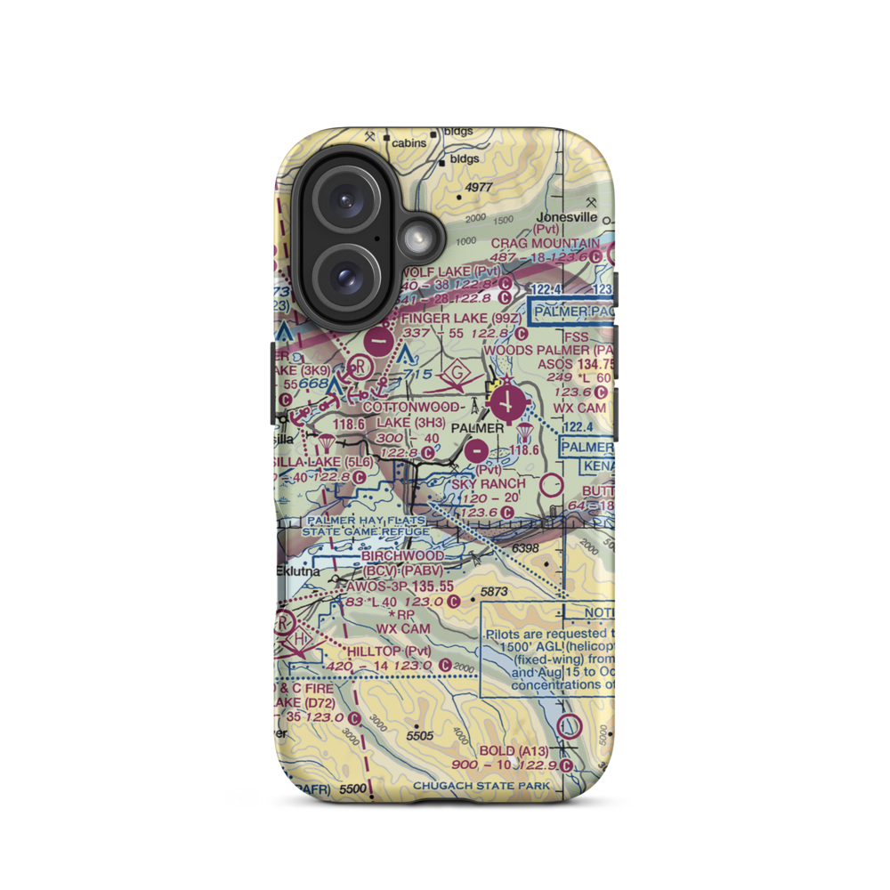 Grandview Subdivision Airport (5AK9) VFR Sectional  Tough iPhone Case iPhone 16 model shown