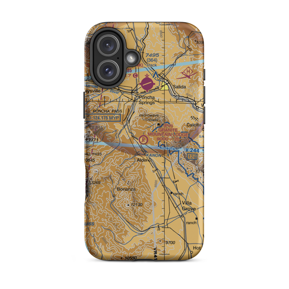 Granite Mountain Lodge Airport (CO11) VFR Sectional  Tough iPhone Case iPhone 16 Plus model shown