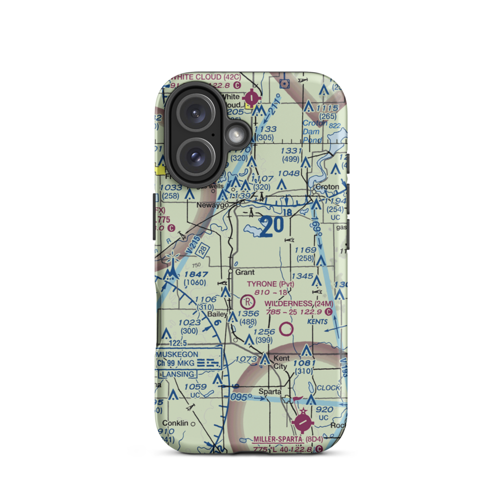 Grant Airport (01C) VFR Sectional  Tough iPhone Case iPhone 16 model shown