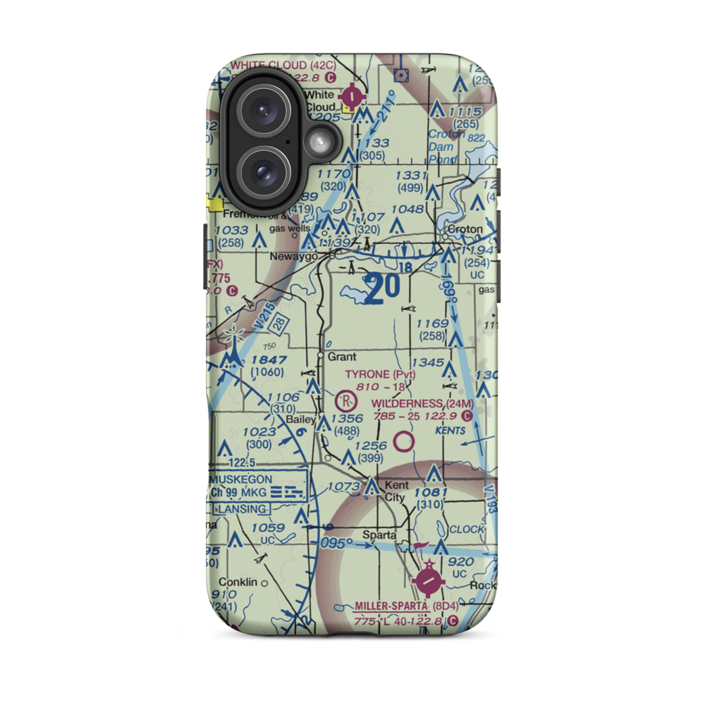 Grant Airport (01C) VFR Sectional  Tough iPhone Case iPhone 16 Plus model shown