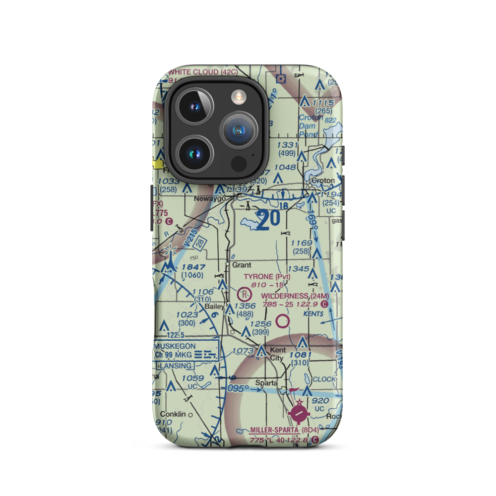 Grant Airport (01C) VFR Sectional  Tough iPhone Case iPhone 16 Pro model shown