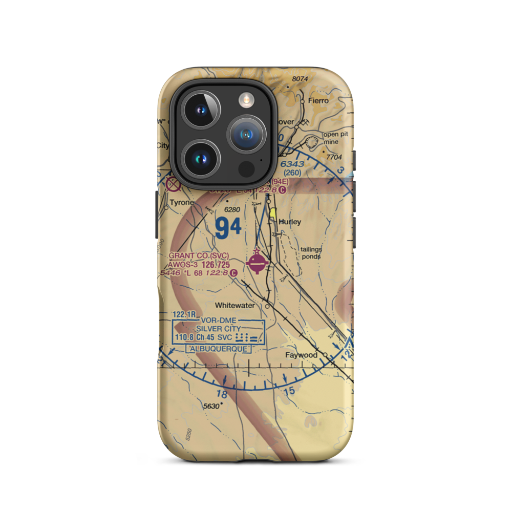 Grant County Airport (SVC) VFR Sectional  Tough iPhone Case iPhone 16 Pro model shown