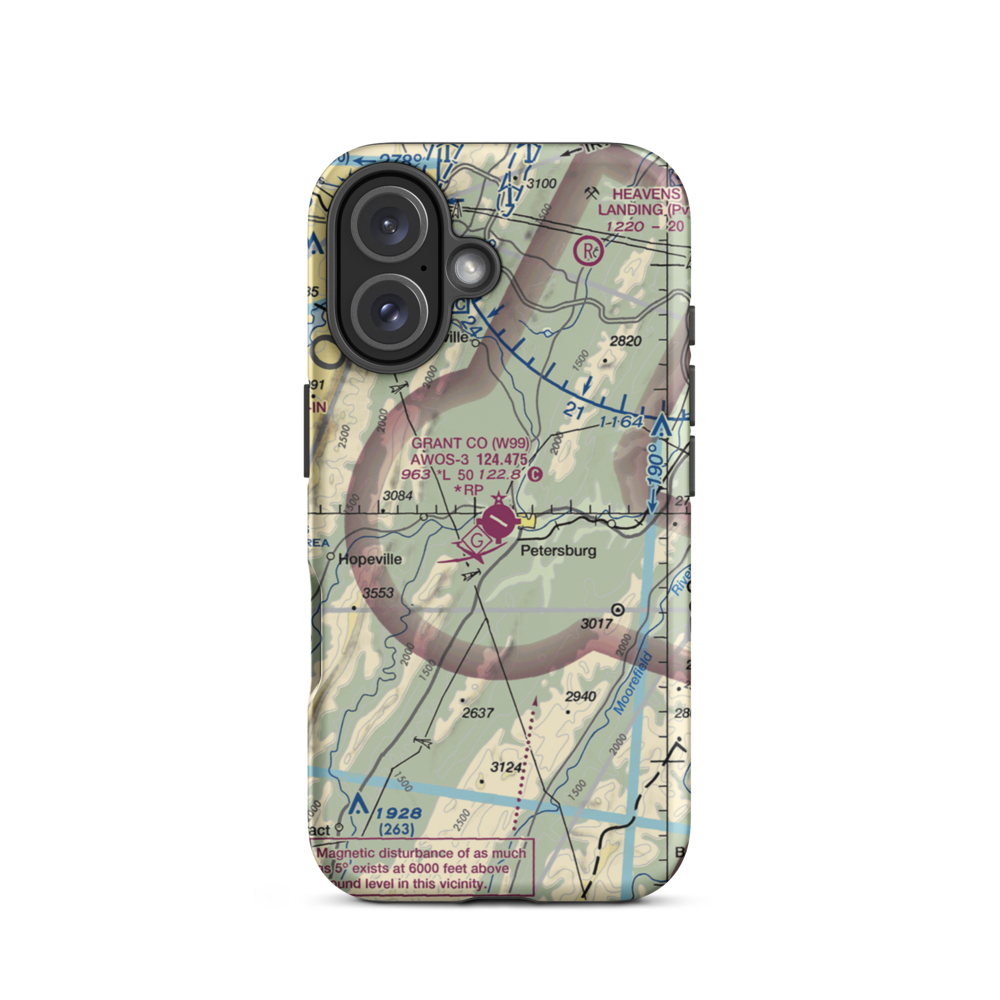 Grant County Airport (W99) VFR Sectional  Tough iPhone Case iPhone 16 model shown