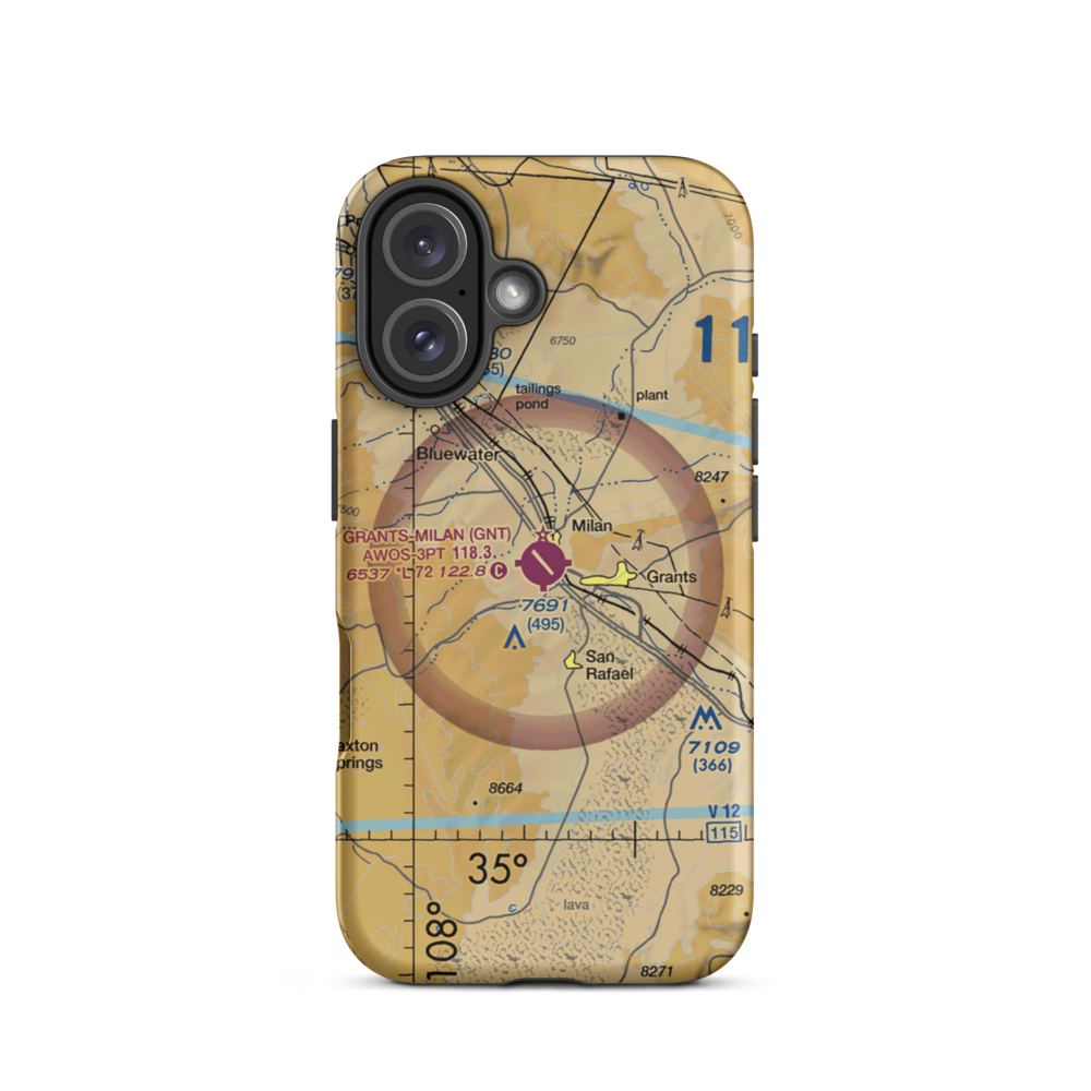 Grants-Milan Municipal Airport (GNT) VFR Sectional  Tough iPhone Case iPhone 16 model shown