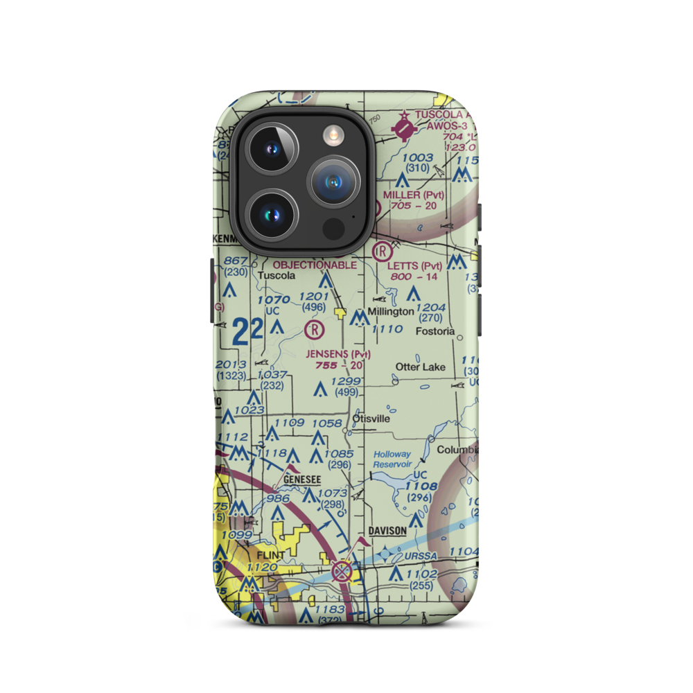 Grass Roots STOLport (9MI5) VFR Sectional  Tough iPhone Case iPhone 16 Pro model shown