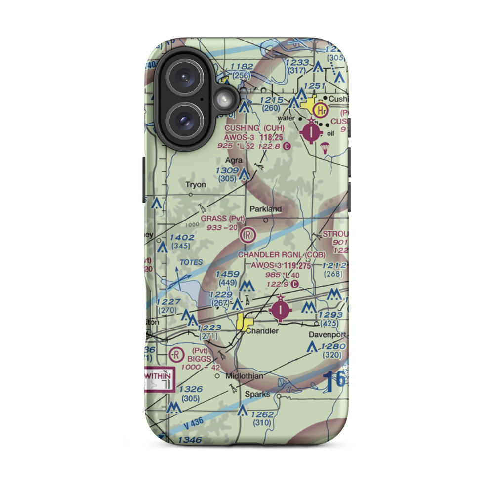 Grass Strip Airport (8OK6) VFR Sectional  Tough iPhone Case iPhone 16 Plus model shown